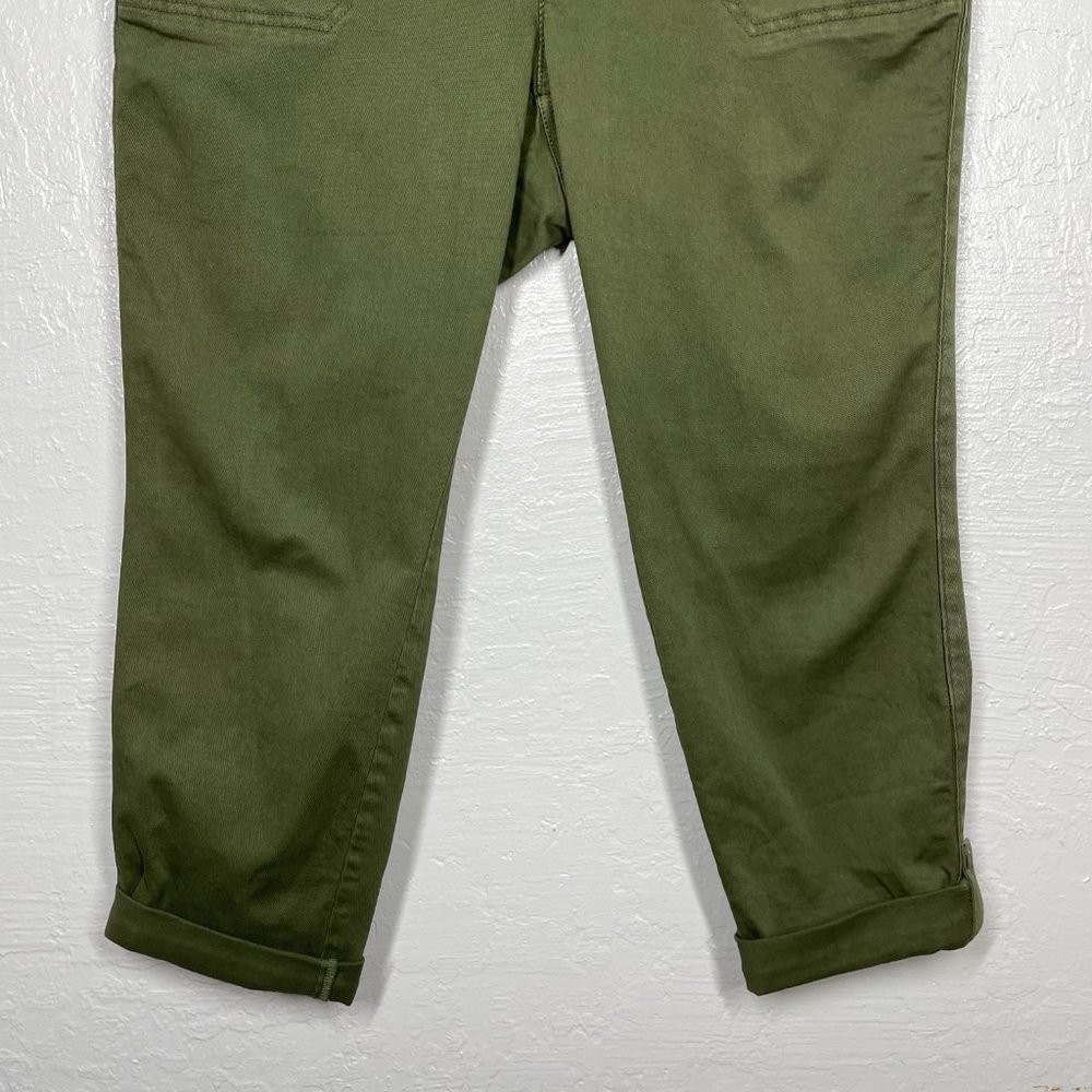 Olive Green Women's Cropped Pants - Picture 2 of 10